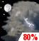 Monday Night: Showers and thunderstorms before 8pm, then a chance of showers and thunderstorms between 8pm and 2am. Mostly cloudy, with a low around 69. Chance of precipitation is 80%. Monday Night: Showers And Thunderstorms then Chance Showers And Thunderstorms